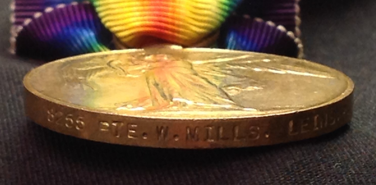 WW1 British 1914 Star, War Medal and Victory Medal & Death plaque to 8255 Pte William Mills, - Image 4 of 5