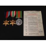 WW2 British RAF un-named medal group consisting of 1939-45 Star, Italy Star and Defence Medal. All
