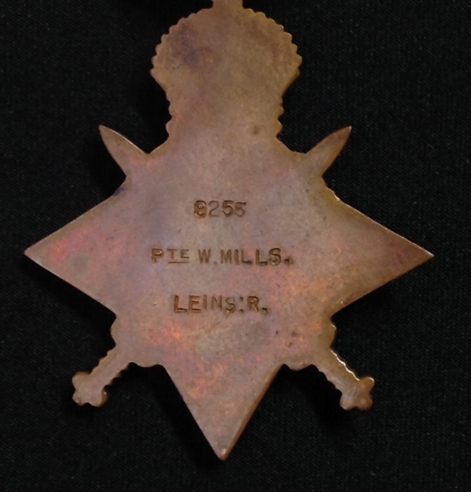WW1 British 1914 Star, War Medal and Victory Medal & Death plaque to 8255 Pte William Mills, - Image 3 of 5