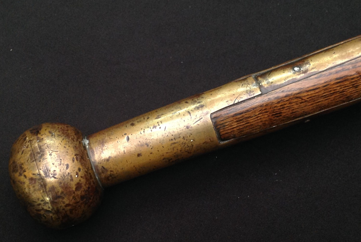 Victorian Police Tipstaff Truncheon. Heavy lead weighted brass ball finial. Brass cap to opposite - Image 3 of 7