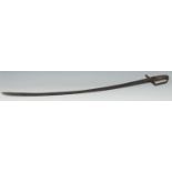An 18th century cavalry sabre, 83.5cm curved blade engraved with triumphal regalia and flowering