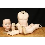 A Schoenau & Hoffmesiter (Germany) bisque head and ball jointed painted composition bodied doll,