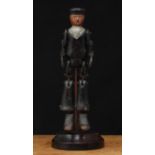 Folk Art and Maritime Interest - a late 19th/early 20th century painted wooden sailor doll,