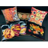 Cushions - A pair of Gustav Klimt inspired tapestry cushions; others, floral tapestry, etc (5)