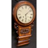 A Victorian mahogany and Tunbridge wall clock, 24cm white dial with Roman numerals, twin winding