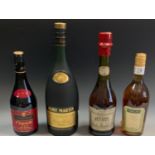 Remy Martin Cognac, 1l; Rheans Pineau Des Charentes, 75cl; De Chabrac Cognac, 75cl; Calvados Busnel,