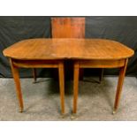 A late 19th century mahogany D-end dining table, one leaf, tapered legs, 103cm wide, 191cm long c.