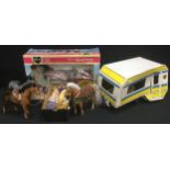 Sindy Toys - Gig and Horse, boxed; caravan, boat; three similar scale horses, Tressy & Toots dolls