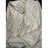 Large pair of pure silk cream curtains, 226cm length x 264cm width