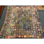 Large hand crocheted vintage patchwork throw