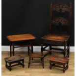 A Charles II style Derbyshire side chair, 106.5cm high, 47cm wide, the seat 35cm deep; a George V
