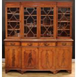 A George III style break-centre library bookcase, 192.5cm high, 182cm wide, 46cm deep