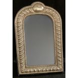 A Victorian style silver arched rectangular easel photograph frame, fluted border centred by a