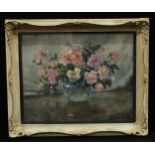 Dora Meeson Roses signed, dated 1954, oil on canvas, 38cm x 48cm
