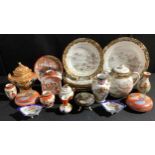 A Japanese miniature Kutani vase, 6cm, character mark; other Japanese export ware miniature vases, a