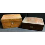 A Victorian mahogany work box, c.1860; a similar writing box, c.1860