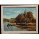 English School The River at Beccles indistinctly signed, oil, 28.5cm x 38.5cm