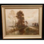 W Grey Flooded Landscape signed, oil, 47.5cm x 57.5cm