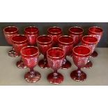 A set of twelve 20th century ruby cut-glass goblet's.(12)