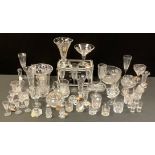 Glassware - a set of six Edinburgh crystal champagne flutes; others stemware, vases, bowls,