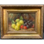 Oliver Clare (1853-1927) Still Life, Ripe Fruit on a Mossy Bank signed, oil on canvas, 16cm x 23cm