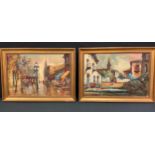 Continental School, mid 20th century, Parisian Street scene, indistinctly signed, oil on board;