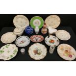 Ceramics - a Derby Crown Porcelain tri-form bowl; pair of Derby plates; another Bloor Derby;