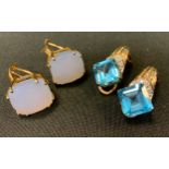 A pair of diamond and vibrant blue stone clip on earring, 9ct gold mounts, 6.4g gross; a pair of