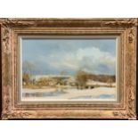 Michael Barnfather, Winter in South Derbyshire, signed, oil on canvas, 31cm x 46cm.