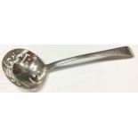 A George III silver Feather-Edge Old English pattern sifter spoon, c.1780