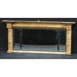 A rectangular shaped giltwood over mantel mirror, 53cm x 117cm