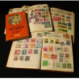 Stamps - three small schoolboy stamp albums, one small catalogue