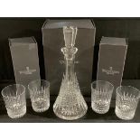 A Waterford Lismore Diamond pattern decanter and stopper, 156504, boxed; two pairs of Waterford