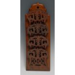 A 19th century fretwork four-section wall mounted letter rack, 30cm long