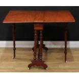 A Victorian mahogany Sutherland table, rounded rectangular top with fall leaves, spirally incised