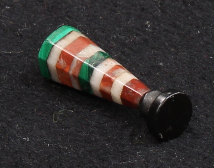 A 19th century specimen marble desk seal, tapered haft composed of bands of malachite and other - Image 3 of 3