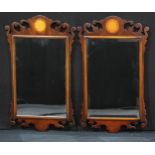 A near pair of 20th century George II style mahogany Vauxhall mirrors, 90cm x 51cm