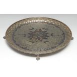 Military Interest - a Victorian Gothic Revival E.P.N.S circular salver, chased and engraved with