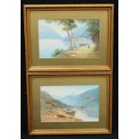 Gianni A Pair, Continental Fishing Boats on the River and Harbour Pathway signed, watercolour,