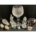 Glassware - a Nachtmann frosted glass bird; another; a Swarovski mouse; a similar owl; etc
