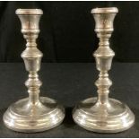 A pair of George I style silver candlesticks, Birmingham 1998