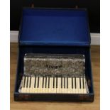 Musical instruments - a pre-war piano accordian, serial no. 213781, cased