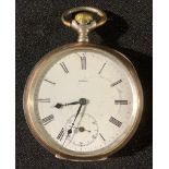 An Omega silver pocket watch, marked 800