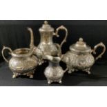 A 19th century silver plated four piece tea service