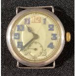 An early 20th century silver gentleman's trench wristwatch