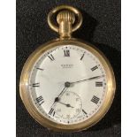 A Buren 17 jewel gold plated pocket watch, top winding