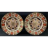 A pair of Royal Crown Derby Imari 1128 pattern dinner plates, 27cm diameter, printed marks, first