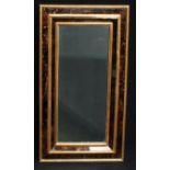 A rectangular wall mirror, marble effect glass and gesso cushion frame, 103cm x 56cm