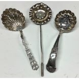 An Edwardian silver sifter spoon, Levi & Salaman, Birmingham 1904; others, Birmingham 1902;