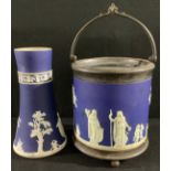 A 19th century Wedgwood biscuit barrel, cover lacking; a smilar vase (2)